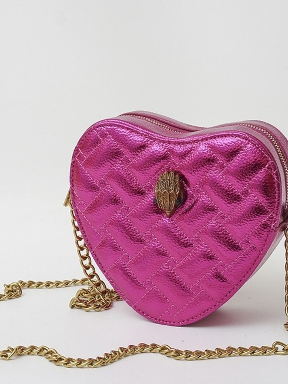 Metallic Pink Heart Crossbody Bag - Unbranded